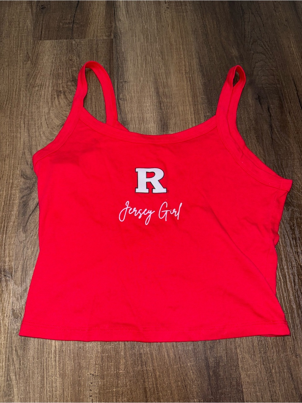 Knight & Day Rutgers Scarlet Knights Red "Jersey Girl" Tank Top Cropped Cami X